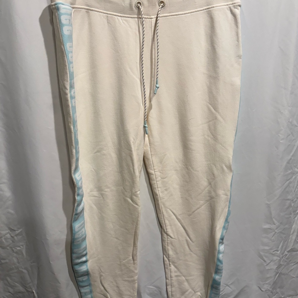 UGG Women's Cream Joggers with Light Blue Stripes